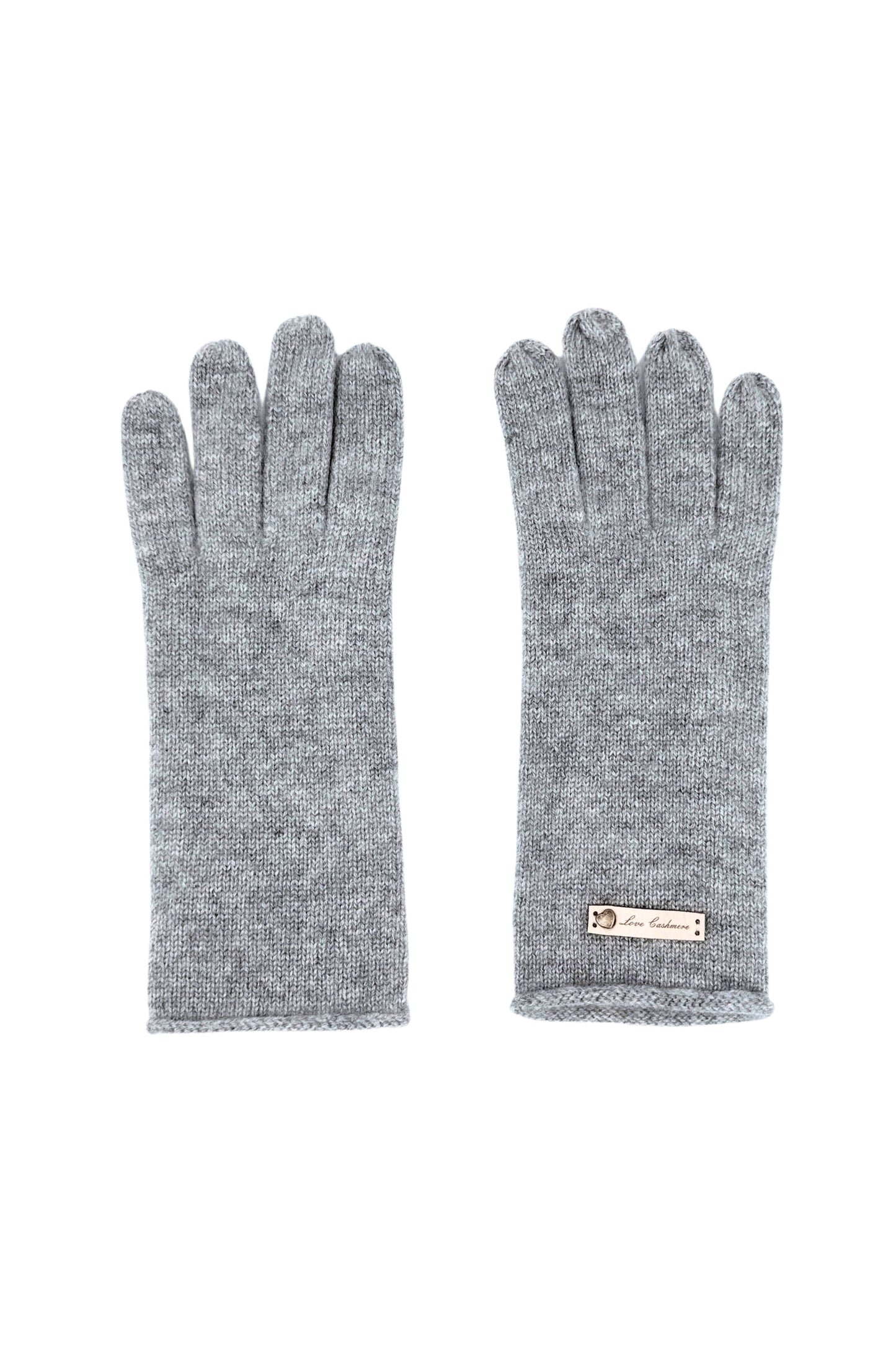 CASHMERE FINE KNIT GLOVES - GREY