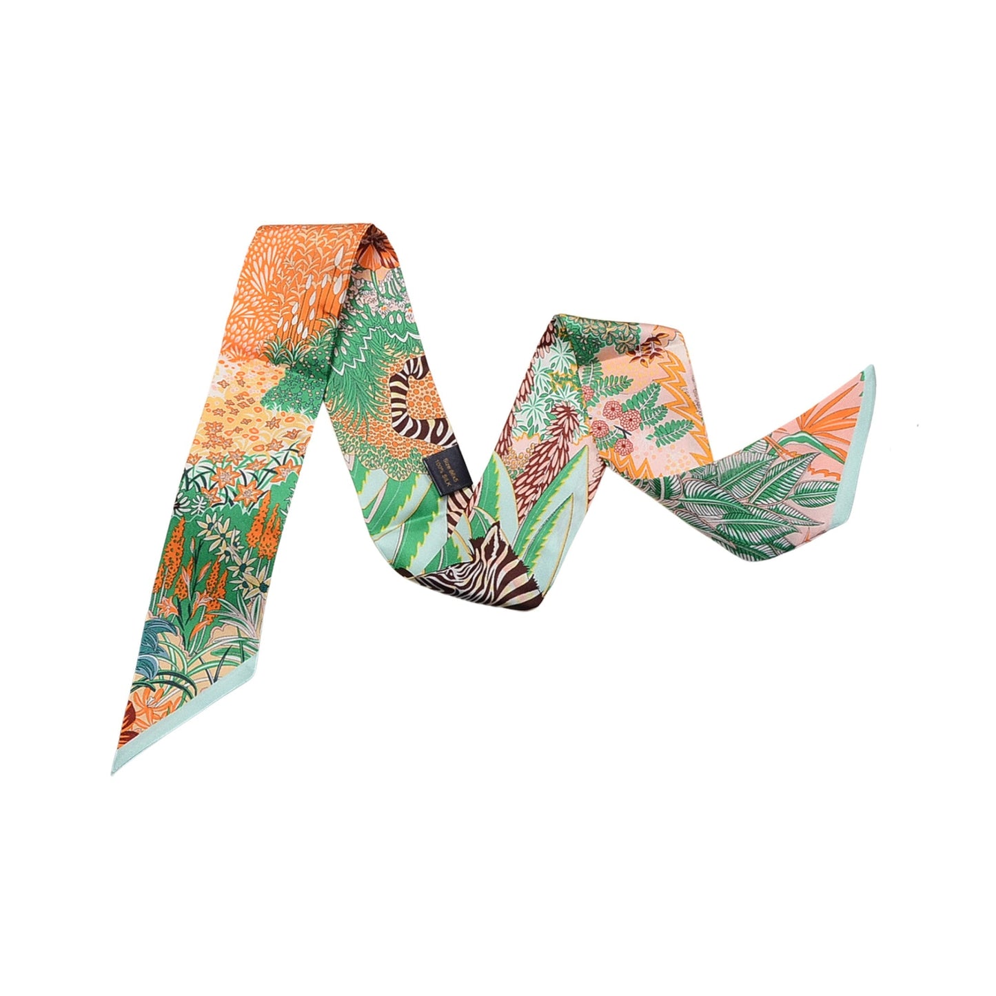 Floral Safari Silk Twilly Scarf Pure Mulberry Silk Skinny Scarf