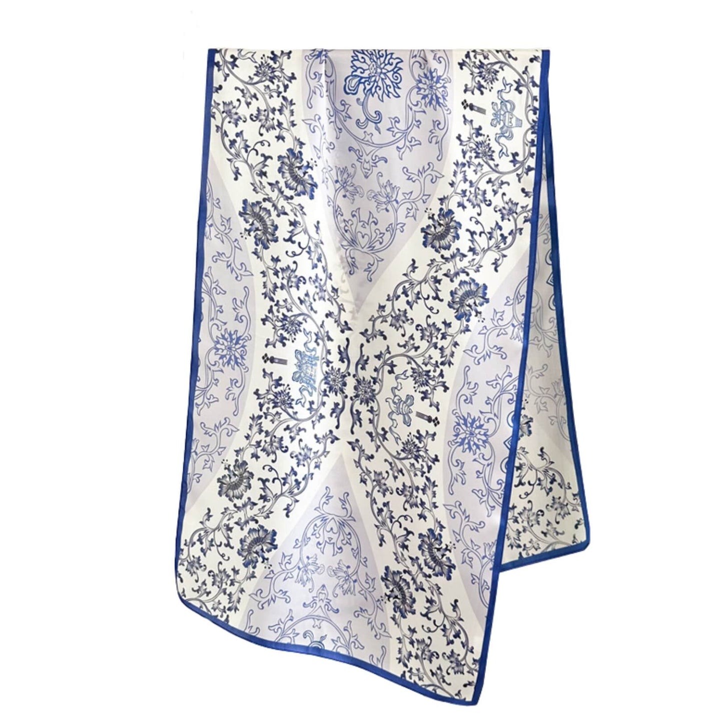 Vintage Luxe Pure Mulberry Silk Extra Large Long Scarf - Blue