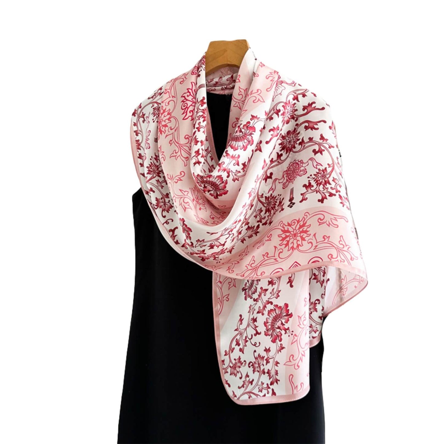 Vintage Luxe Pure Mulberry Silk Extra Large Long Scarf - Red