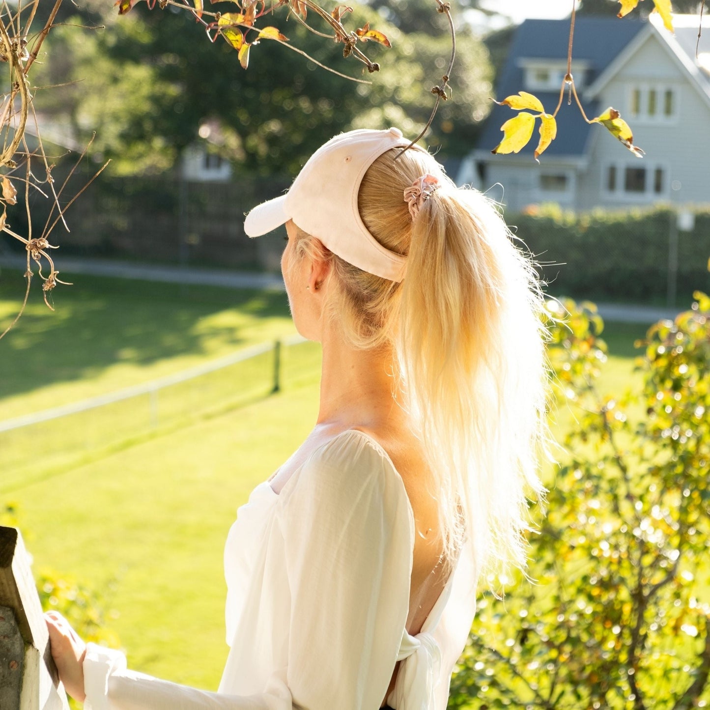Silk-lined Baseball Cap With Open Back For Curly Hairs & Pony Tails - Lemonade Pink