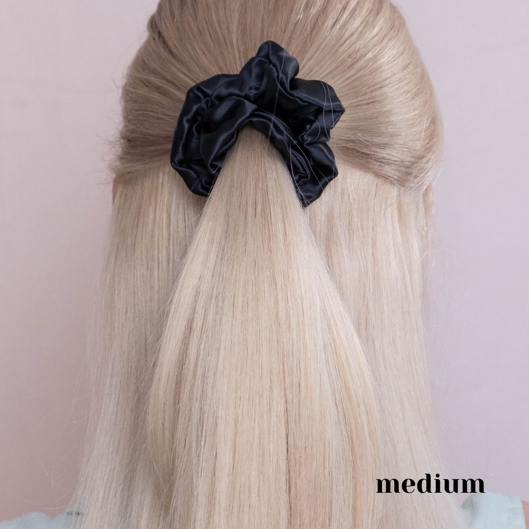 3 Pack Premium Mulberry Silk Scrunchies - Caramel / Rose Gold - Medium - Lovesilk.co.nz