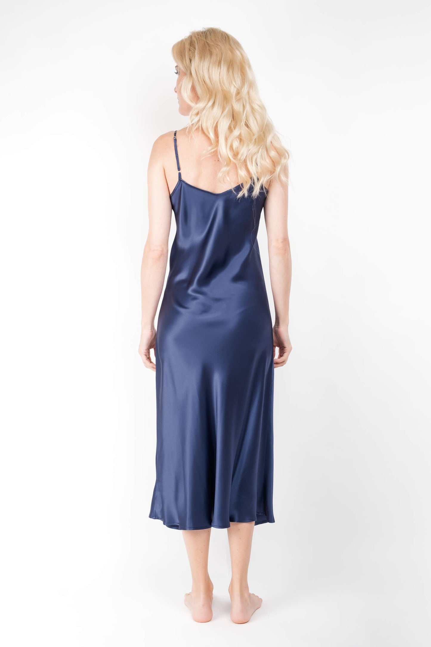 Vintage-Inspired Silk Slip Dress - Blue - Lovesilk.co.nz