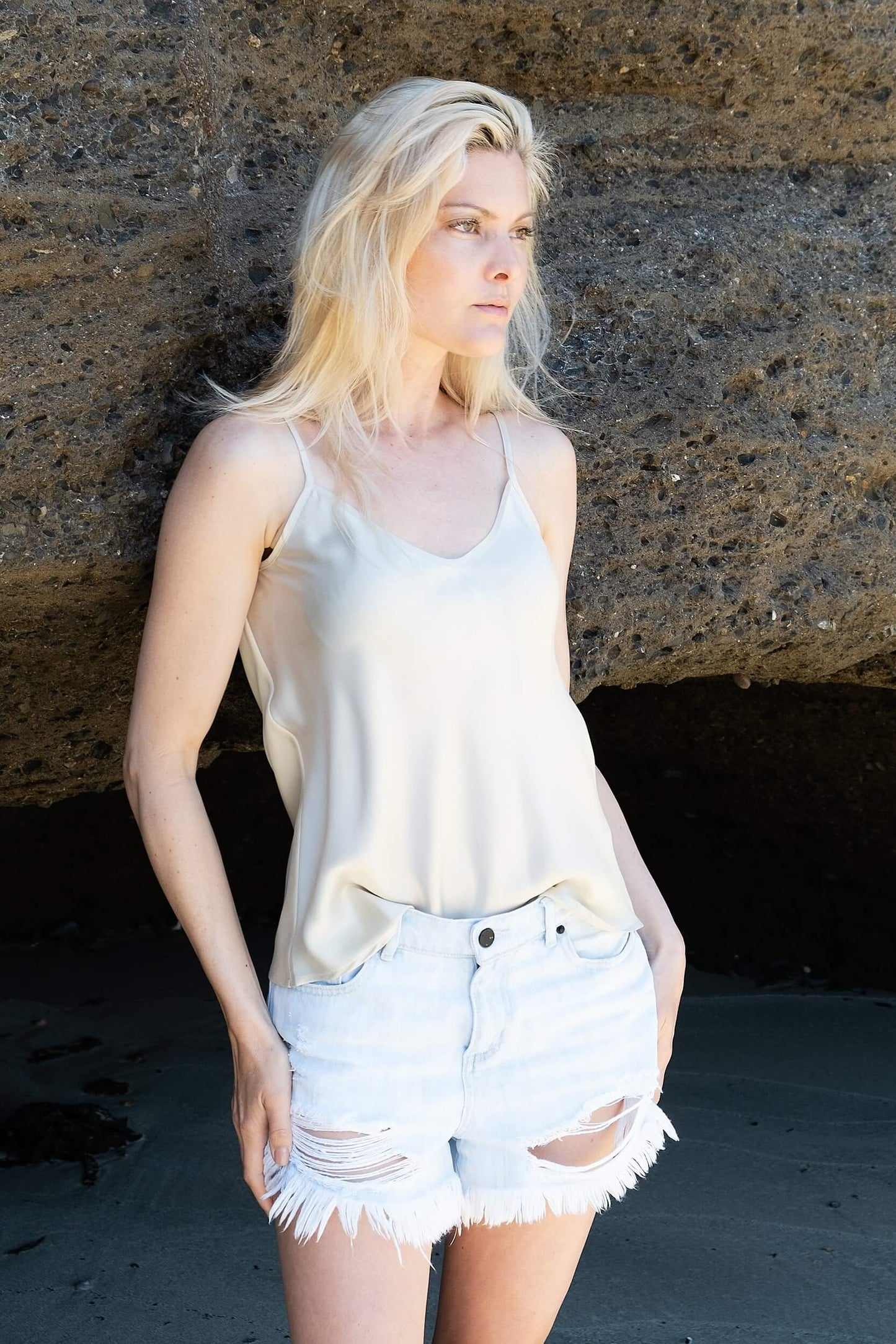 100% Mulberry Silk Camisole - Champagne - Lovesilk.co.nz