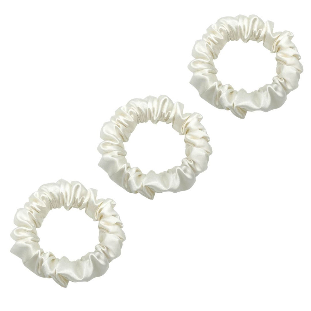 3 Pack Premium Mulberry Silk Scrunchies - Champagne Gold - Small - Lovesilk.co.nz