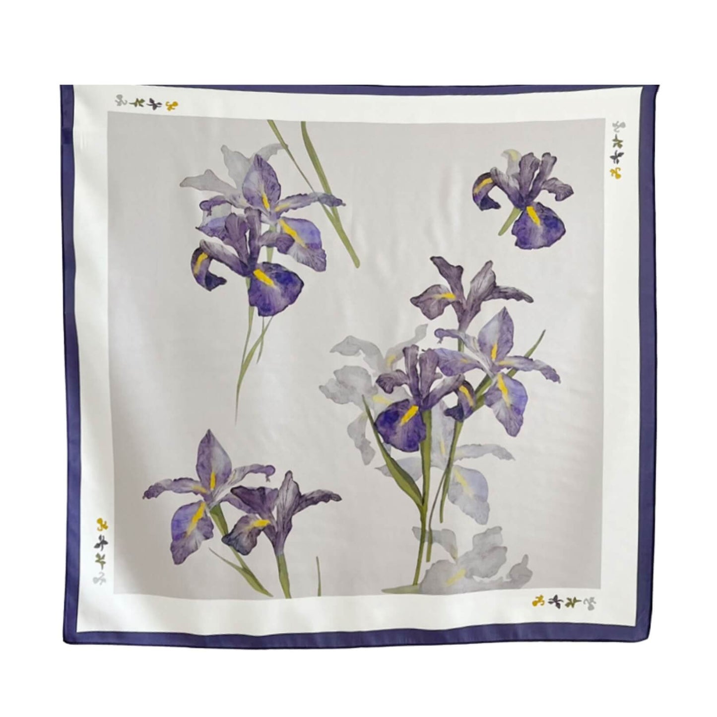 Watercolor Iris Pure Mulberry Silk Scarf Bandana
