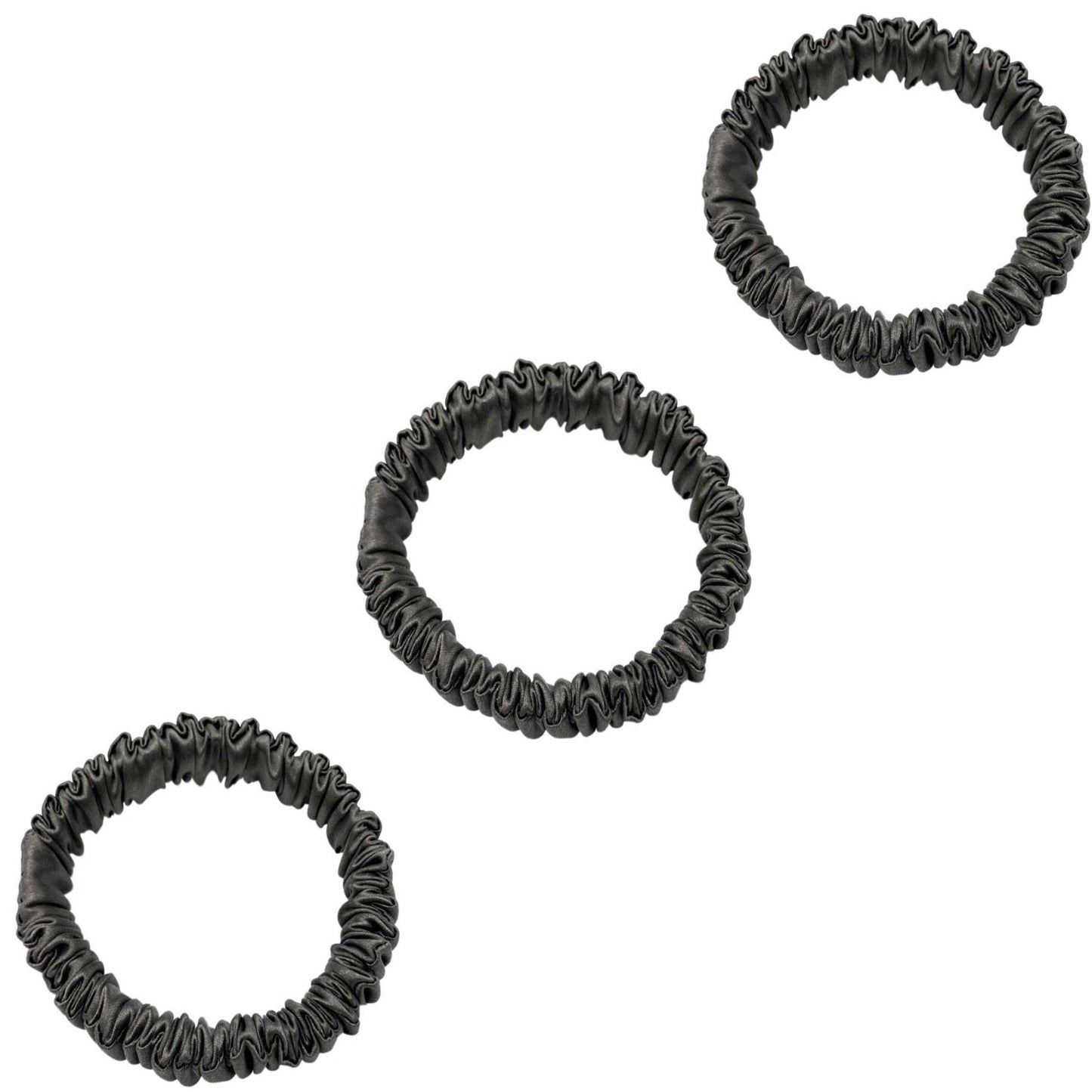 3 Pack Premium Mulberry Silk Scrunchies - Black - Mini - Lovesilk.co.nz