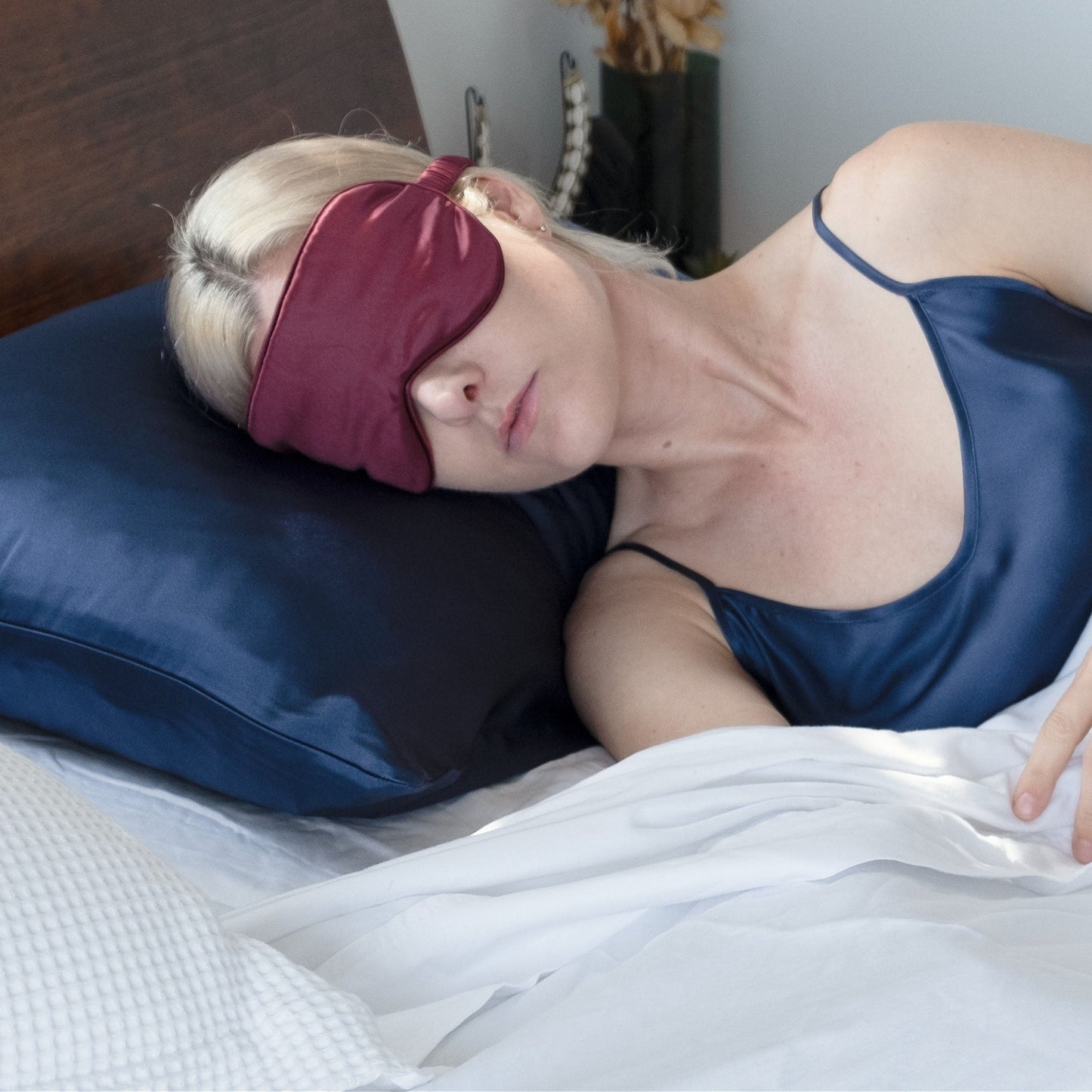Navy Blue Silk Pillowcase - NZ Standard Size - Envelope Closure