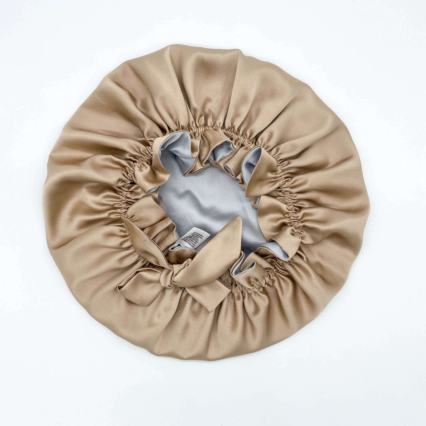Double Layer Women Large Silk Hair Bonnet 100% Mulberry Silk - Champagne Gold - LOVESILK NZ