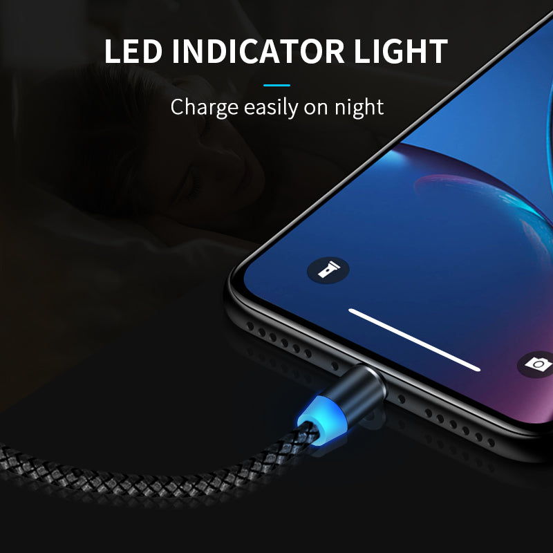 2.4A Fast 3 in 1 iPhone Galaxy Charging Cable Android Type C 360 Degree Rotation