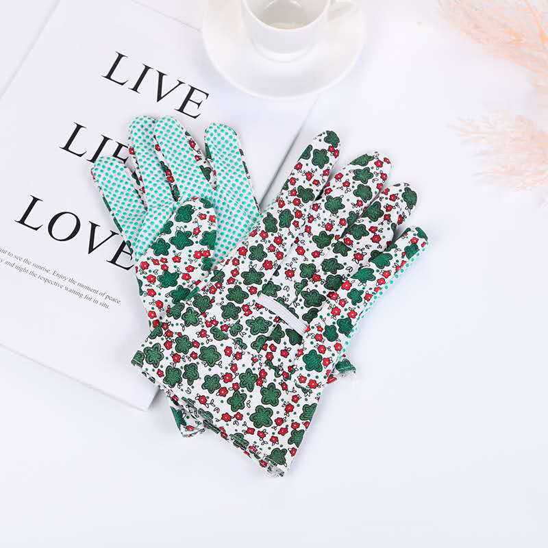 Flower Print Lady Cotton Garden Gloves
