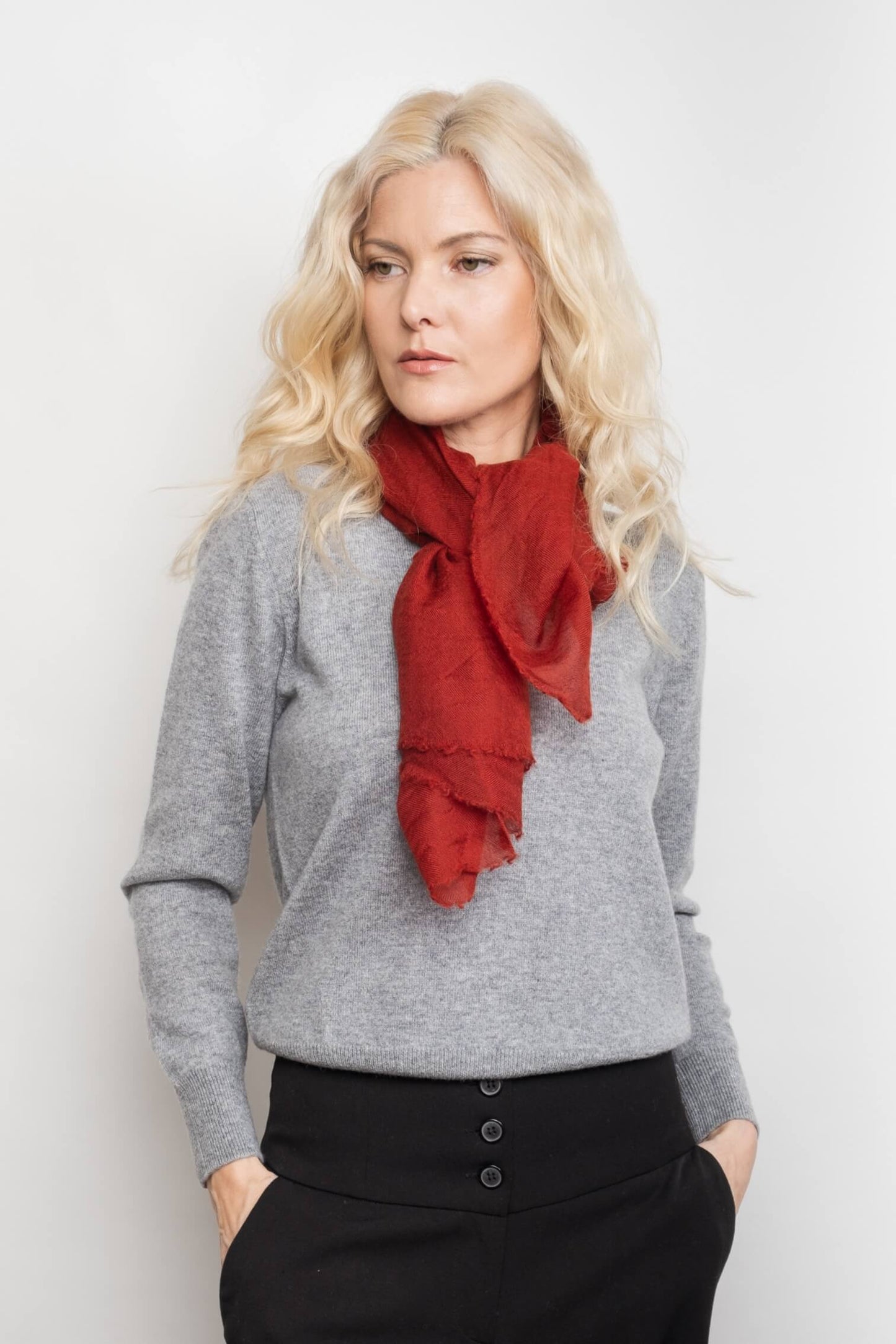 Ultrafine Lightweight Cashmere Scarf - Sangria Red