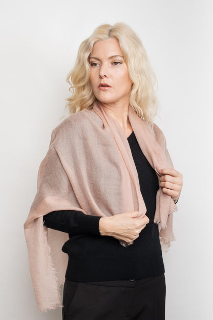 Ultrafine Lightweight Cashmere Scarf - Pale Pink