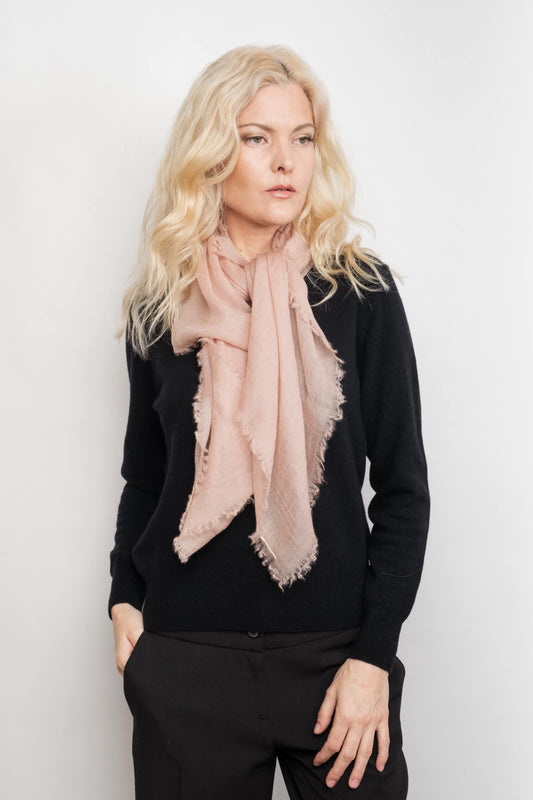 Ultrafine Lightweight Cashmere Scarf - Pale Pink