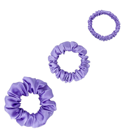 Silk Scrunchies Trio - Sky Blue - Mini, Small, Medium