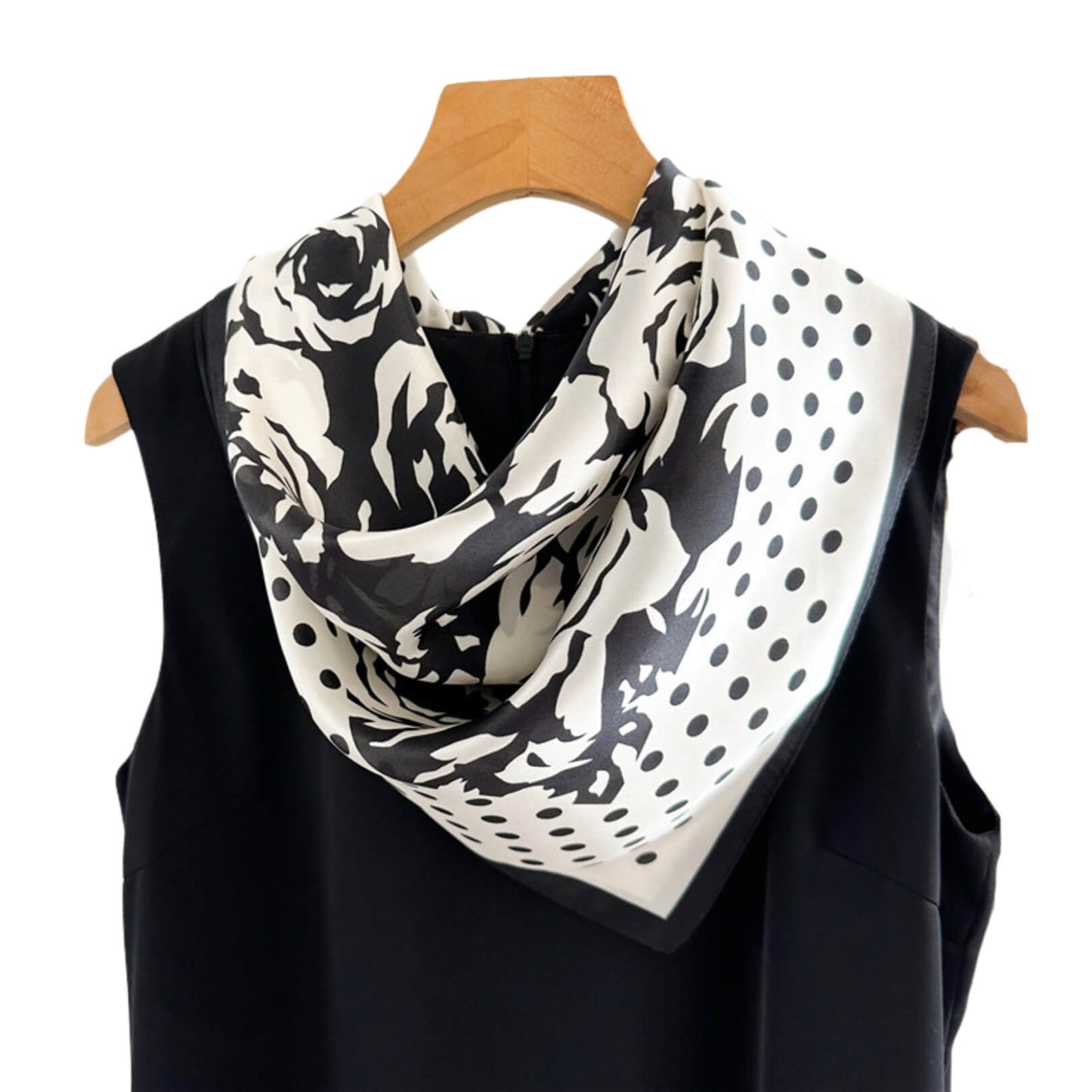 Midnight Petals Pure Mulberry Silk Square Scarf Bandana