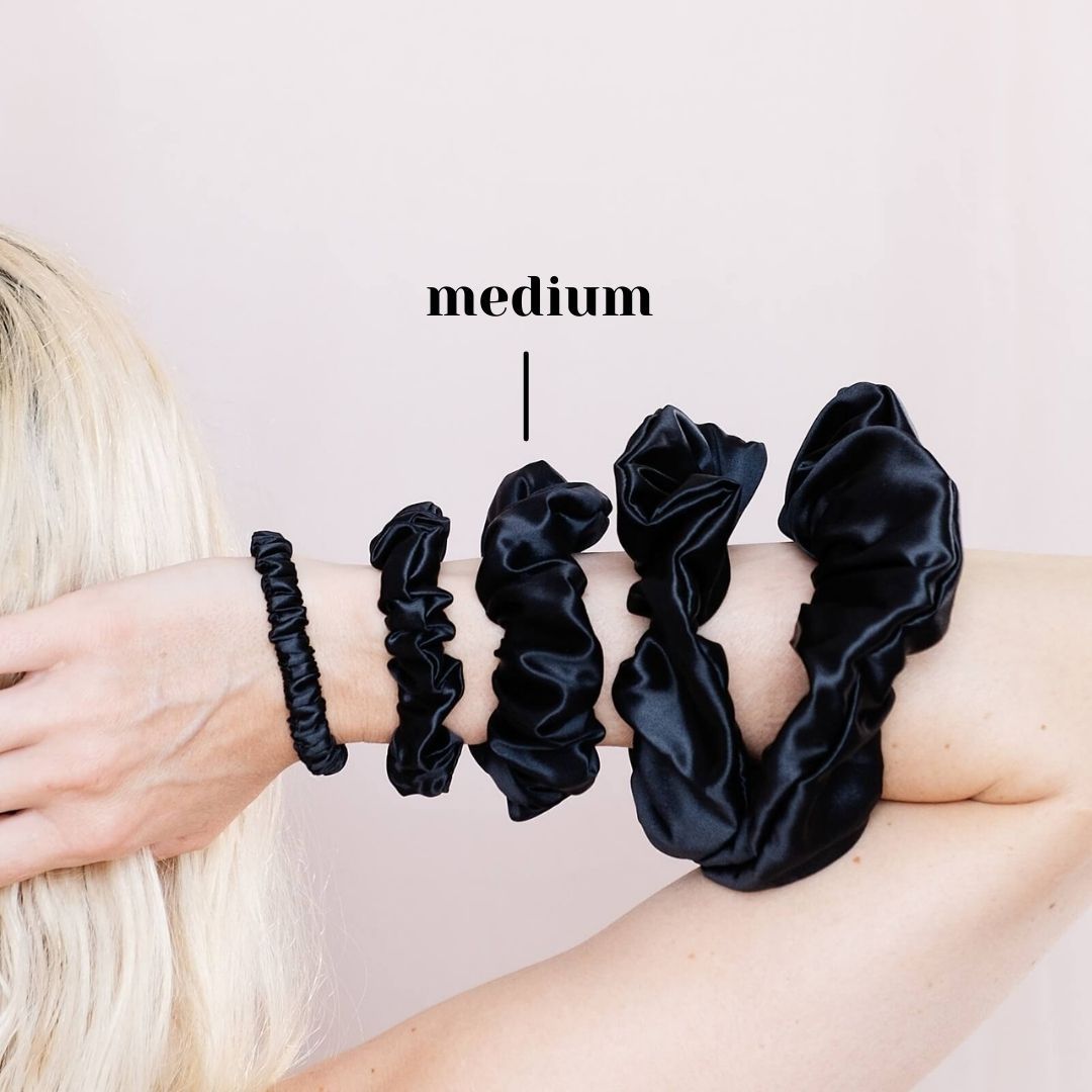 3 Pack Premium Mulberry Silk Scrunchies - Champagne Gold - Medium - Lovesilk.co.nz