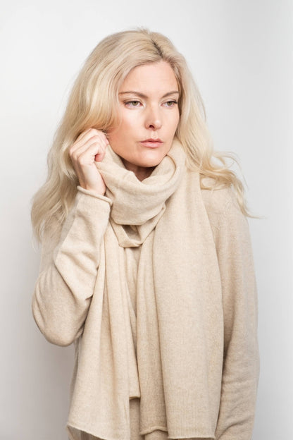 Versatile Pure Cashmere Wrap & Scarf - Cream