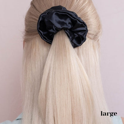 3 Pack Premium Mulberry Silk Scrunchies - Black - Large - Lovesilk.co.nz