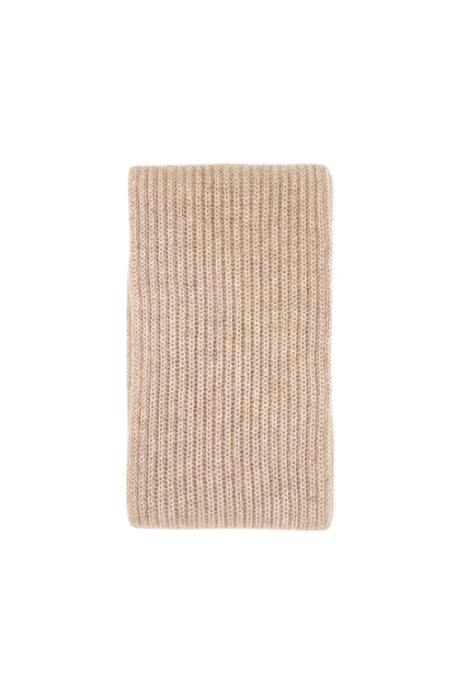 Slim Ribbed Cashmere Long Scarf - Cream