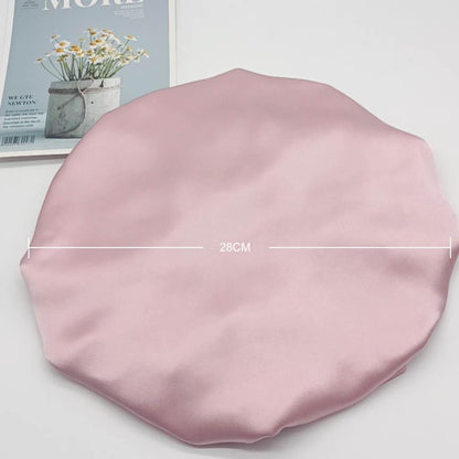 Double Layer Women Large Silk Hair Bonnet 100% Mulberry Silk - Pink - LOVESILK NZ
