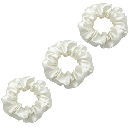 3 Pack Premium Mulberry Silk Scrunchies - Champagne Gold - Medium - Lovesilk.co.nz