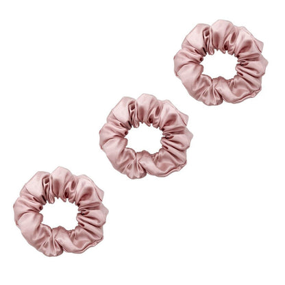 3 Pack Premium Mulberry Silk Scrunchies - Champagne Gold - Medium - Lovesilk.co.nz