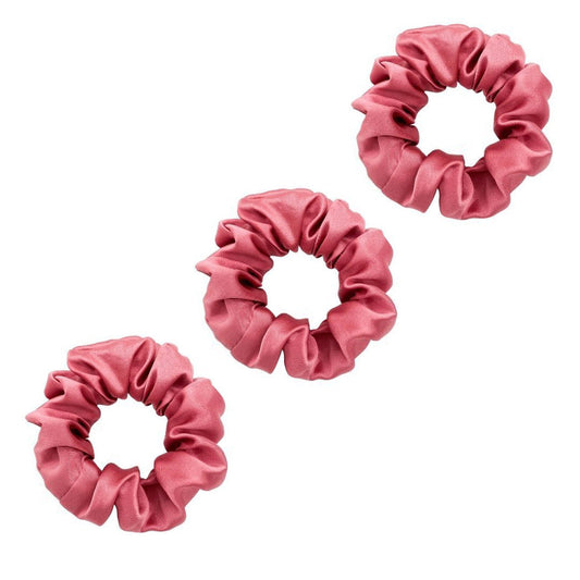 3 Pack Premium Mulberry Silk Scrunchies - Raspberry - Medium - Lovesilk.co.nz