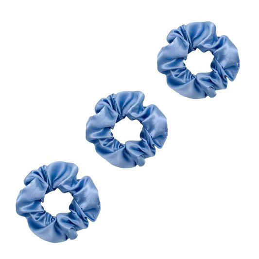 3 Pack Premium Mulberry Silk Scrunchies - Sky Blue - Medium - Lovesilk.co.nz