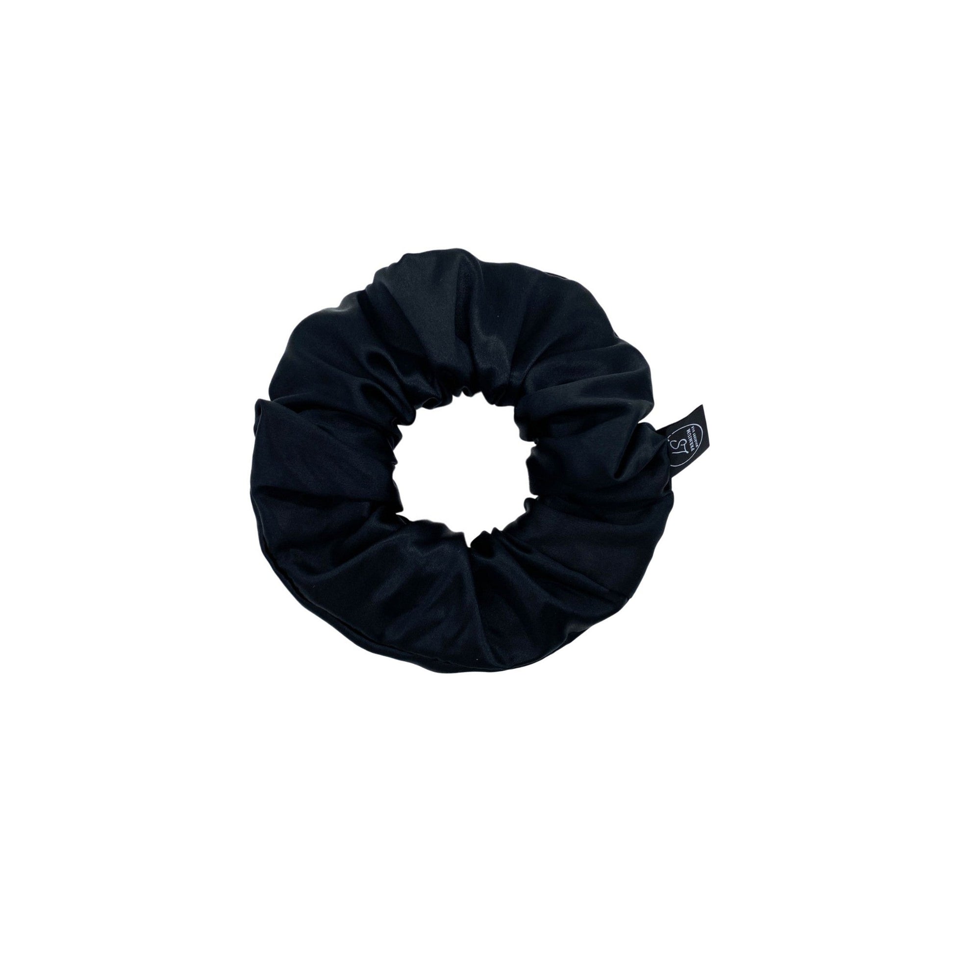 Premium Mulberry Silk Scrunchie - Black - Large - Lovesilk.co.nz
