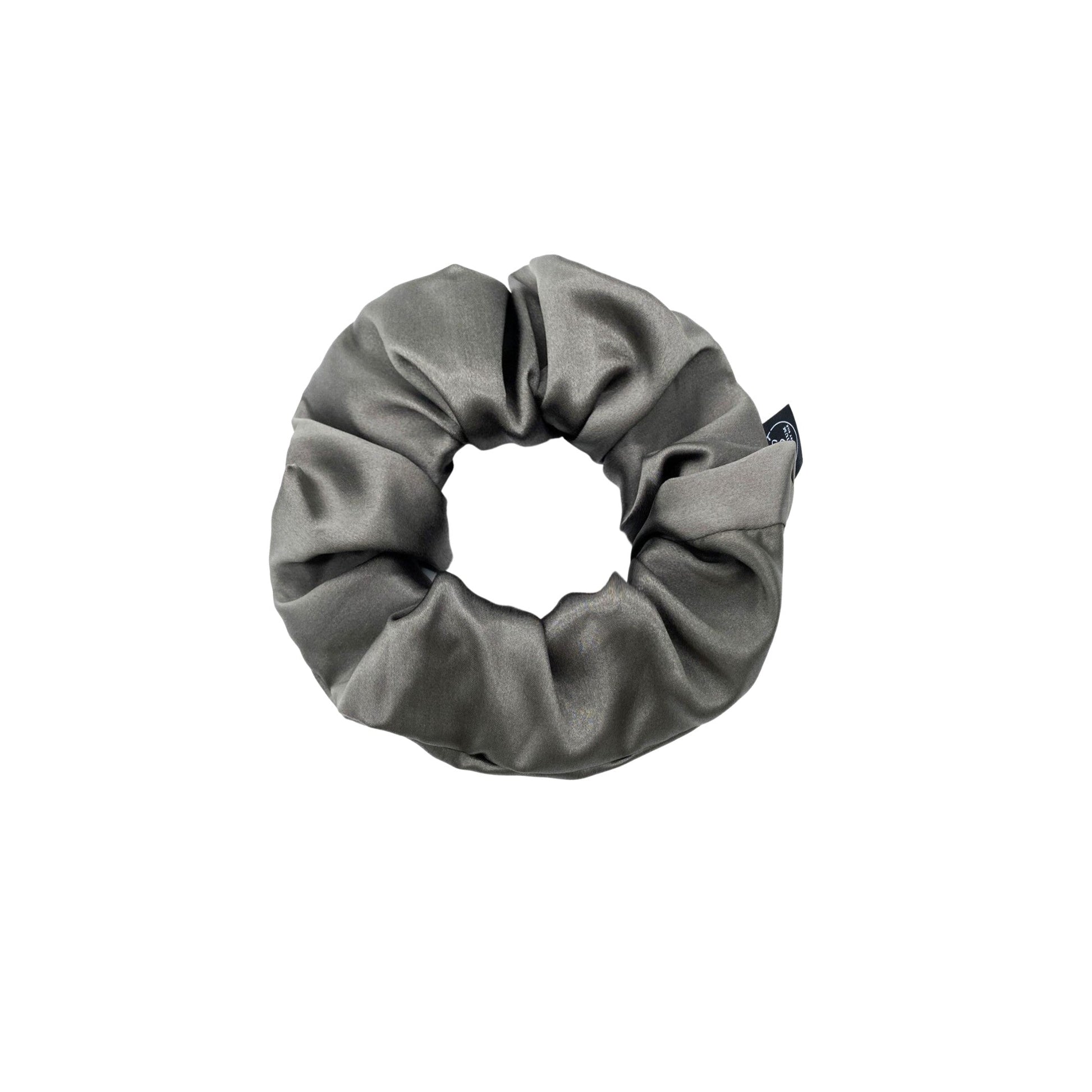 Premium Mulberry Silk Scrunchie - Grey/Pewter - Large - Lovesilk.co.nz