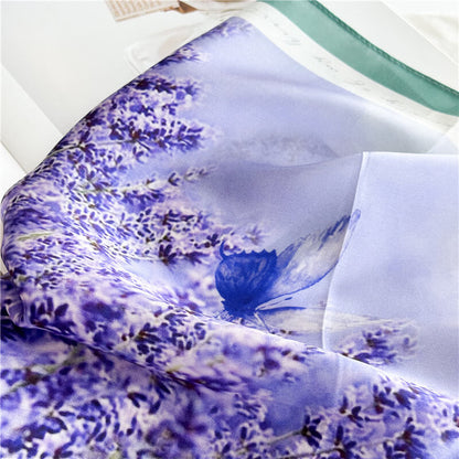 Breeze of Lavender Pure Mulberry Silk Square Scarf Bandana