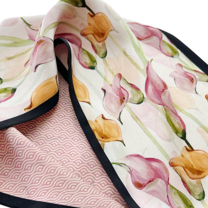 Blushing Calla Lily Pure Mulberry Silk Long Scarf Silk Twilly