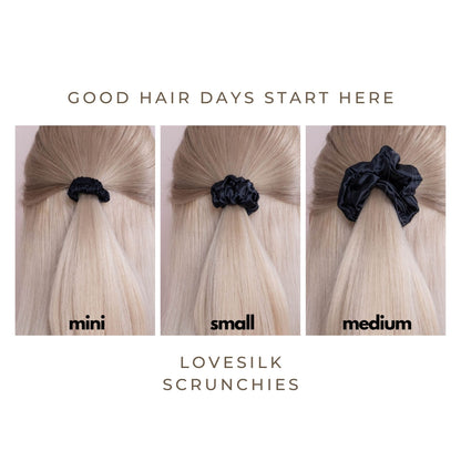 3 Pack Premium Mulberry Silk Scrunchies - White - Small - Lovesilk.co.nz