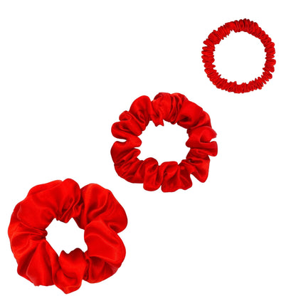 Silk Scrunchies Trio - Emerald - Mini, Small, Medium