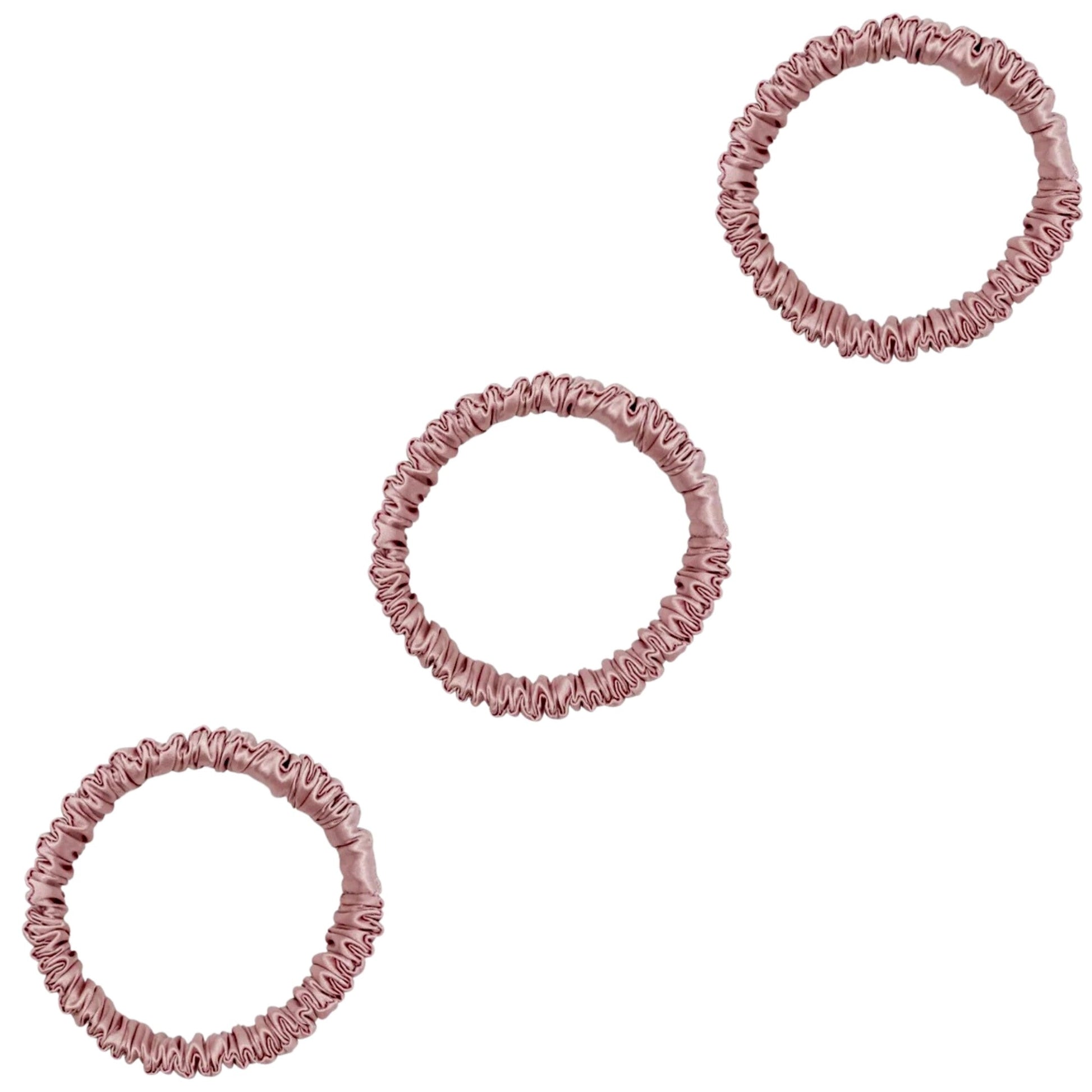 3 Pack Premium Mulberry Silk Scrunchies - Champagne Gold - Mini - Lovesilk.co.nz