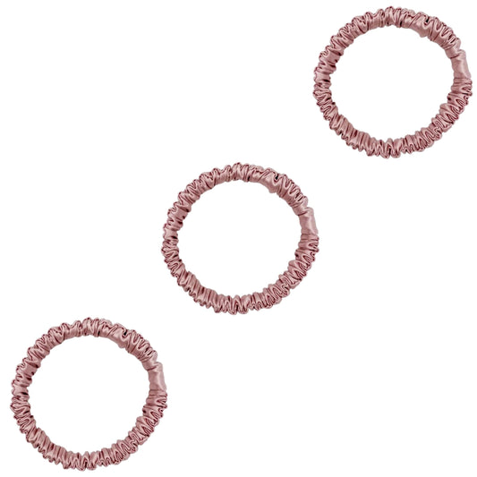 3 Pack Premium Mulberry Silk Scrunchies - Pink - Mini - Lovesilk.co.nz