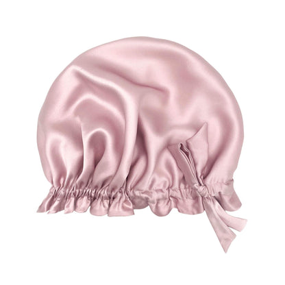 Large Double-Lined Adjustable Silk Hair Bonnet Turban - Pink